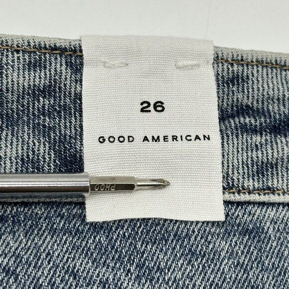 Good American Good Curves Women's Plus Size 26 Distressed Denim Jean Shorts NWT - Picture 14 of 14